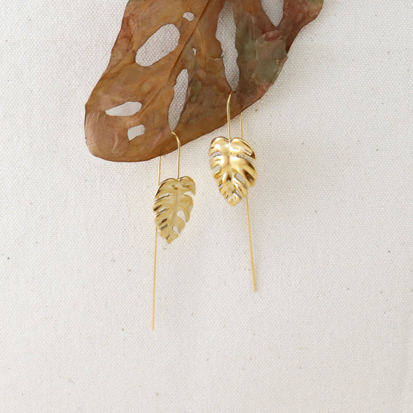 Monstera Leaf Drop Earrings