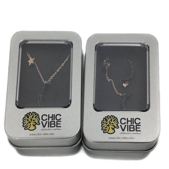Chic Vibe Black Moon & Star Asymmetrical Set