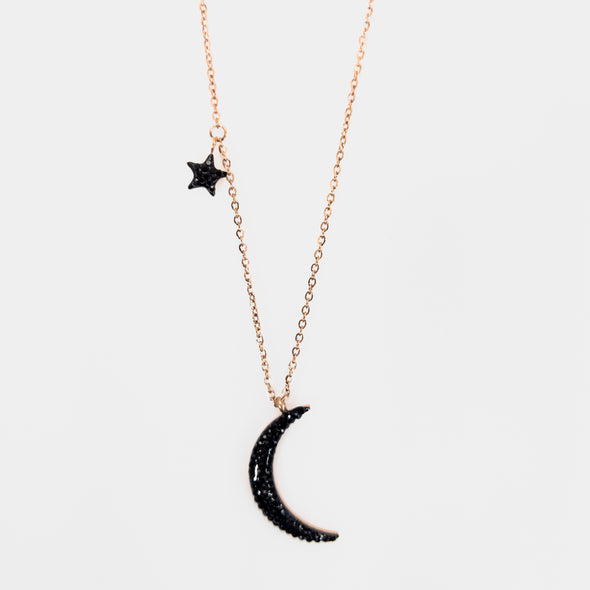 Black Moon & Star Necklace