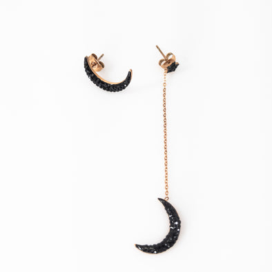 Black Moon & Star Asymmetrical Earrings