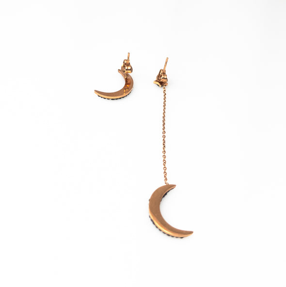 Black Moon & Star Asymmetrical Earrings